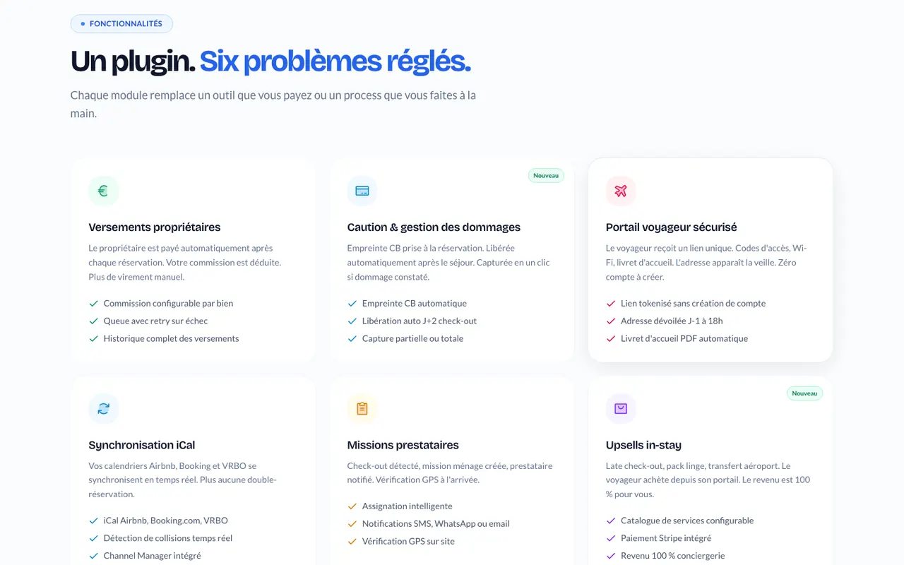 Modules d’Ayn Booking : portail voyageur, missions prestataires, synchronisation iCal