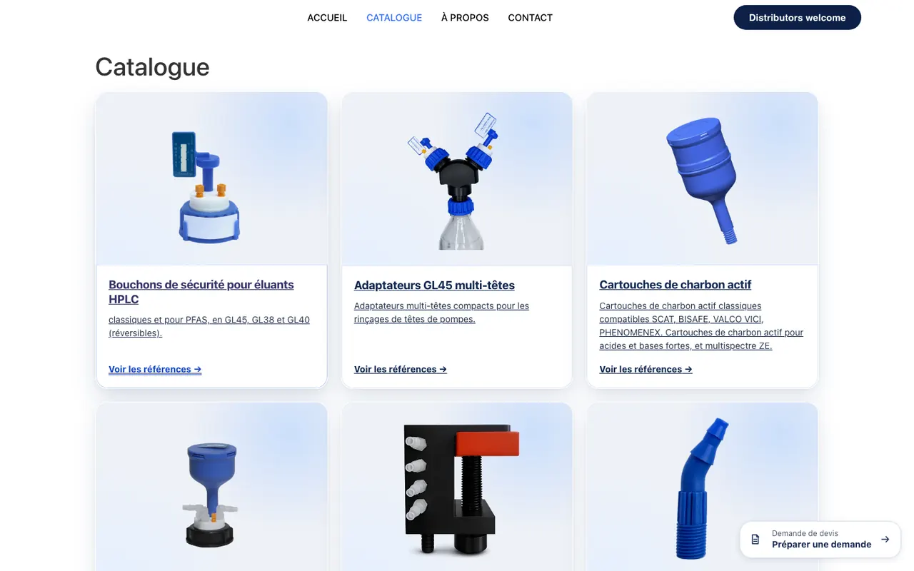 Catalogue en ligne : les familles de produits en cartes