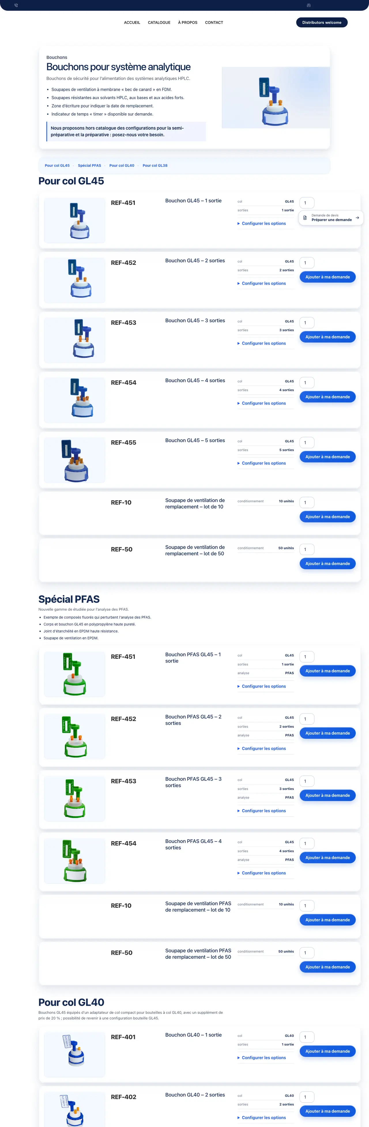 Page d’accueil de Configurateur de devis, en entier